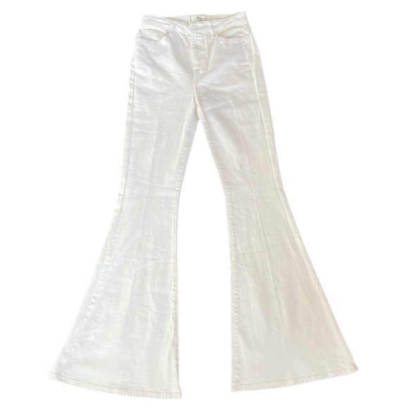 7 For All Mankind Women’s MegaFlare Jeans Size 29 NWT High Rise Clean White Wash - Picture 3 of 16